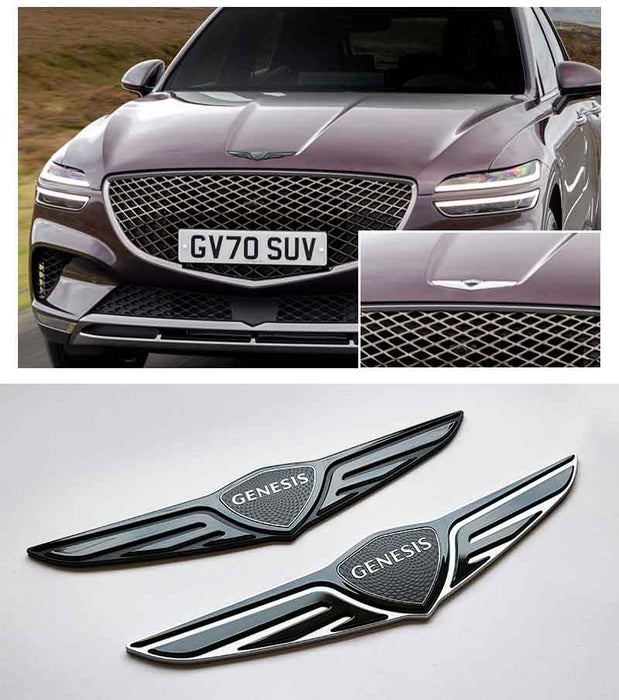 Glossy Black or Carbon Fiber Style Genesis Wing Badges and Emblems (All Generations)