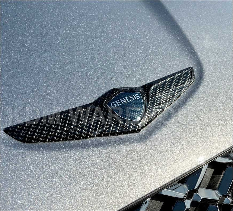 Glossy Black or Carbon Fiber Style Genesis Wing Badges and Emblems (All Generations)