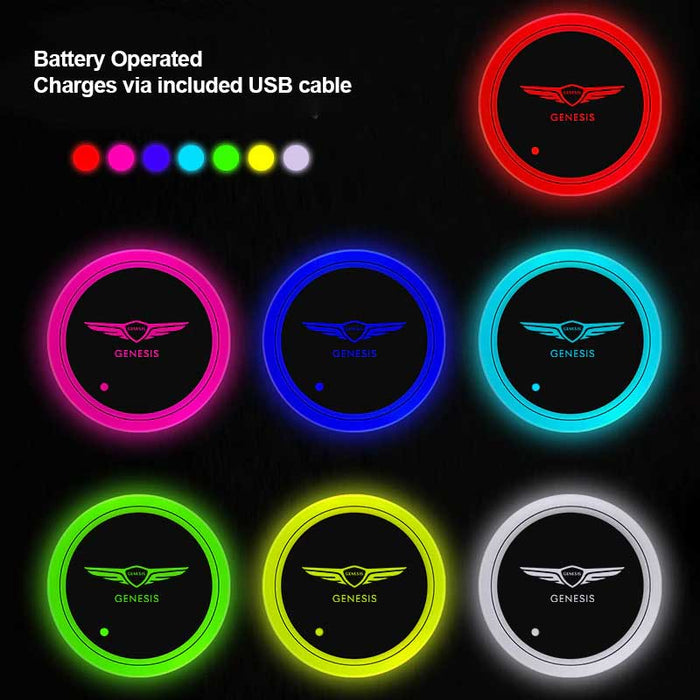 LED-Lit RGB Console Cup Holder Set (2 or 4 pieces)