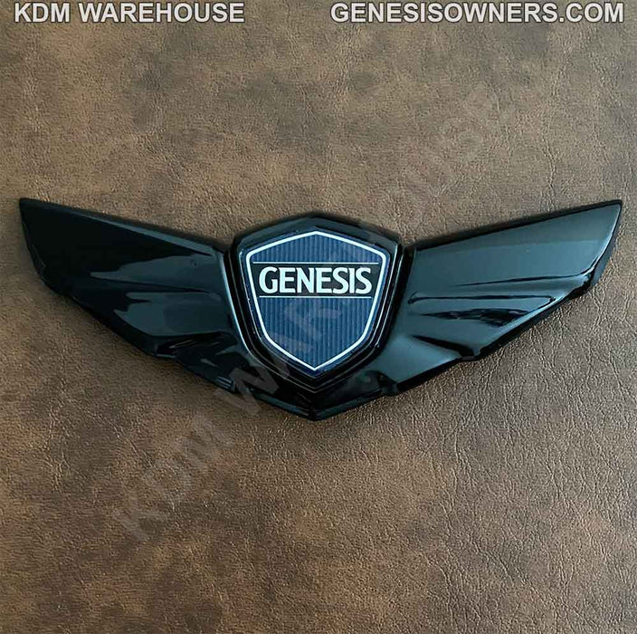 Glossy Black or Carbon Fiber Style Genesis Wing Badges and Emblems (All Generations)