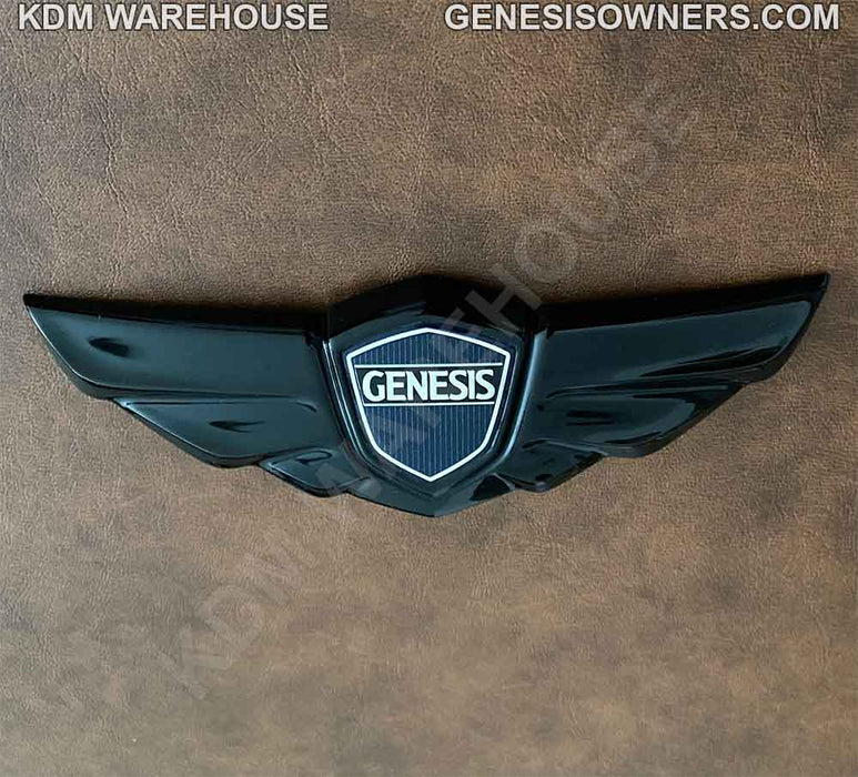 Glossy Black or Carbon Fiber Style Genesis Wing Badges and Emblems (All Generations)