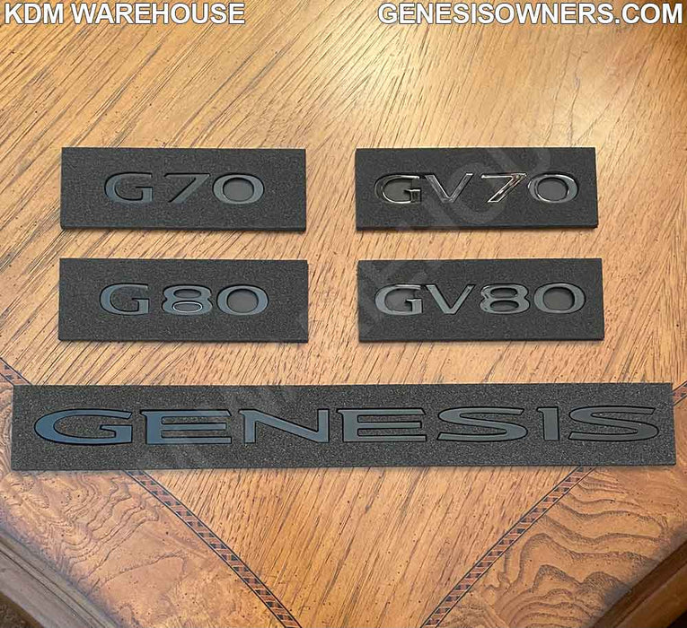 Black Genesis Text Badge Emblems G70, G80, GV70, GV80