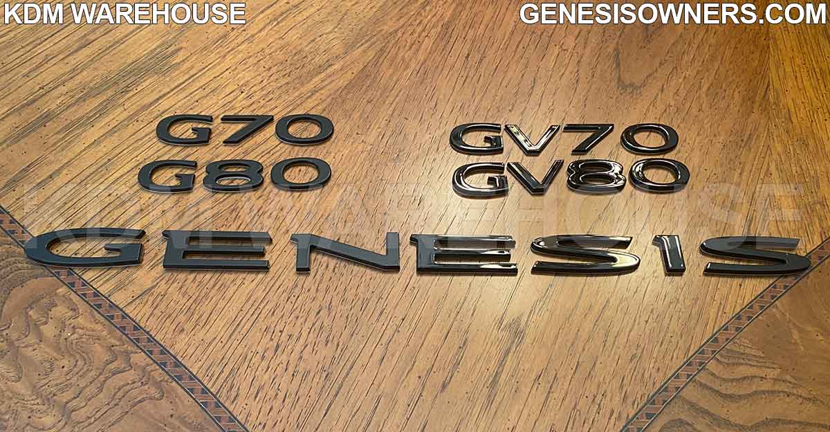 Black Genesis Text Badge Emblems G70, G80, GV70, GV80