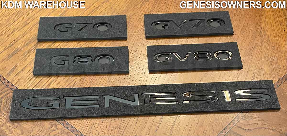 Black Genesis Text Badge Emblems G70, G80, GV70, GV80