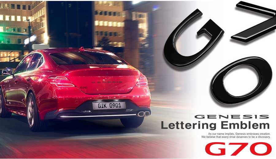 Black Genesis Text Badge Emblems G70, G80, GV70, GV80