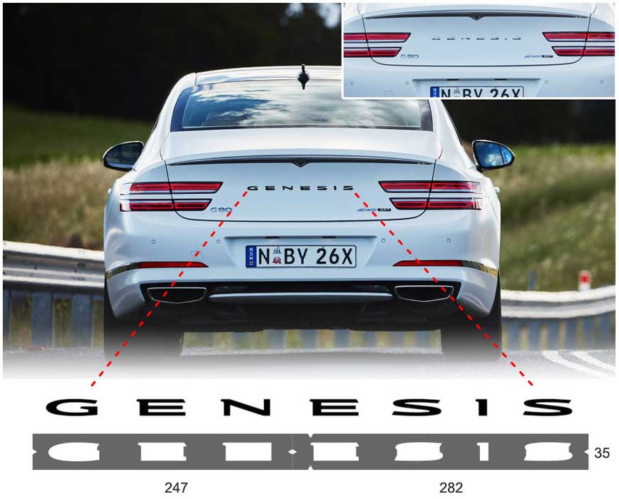Black Genesis Text Badge Emblems G70, G80, GV70, GV80