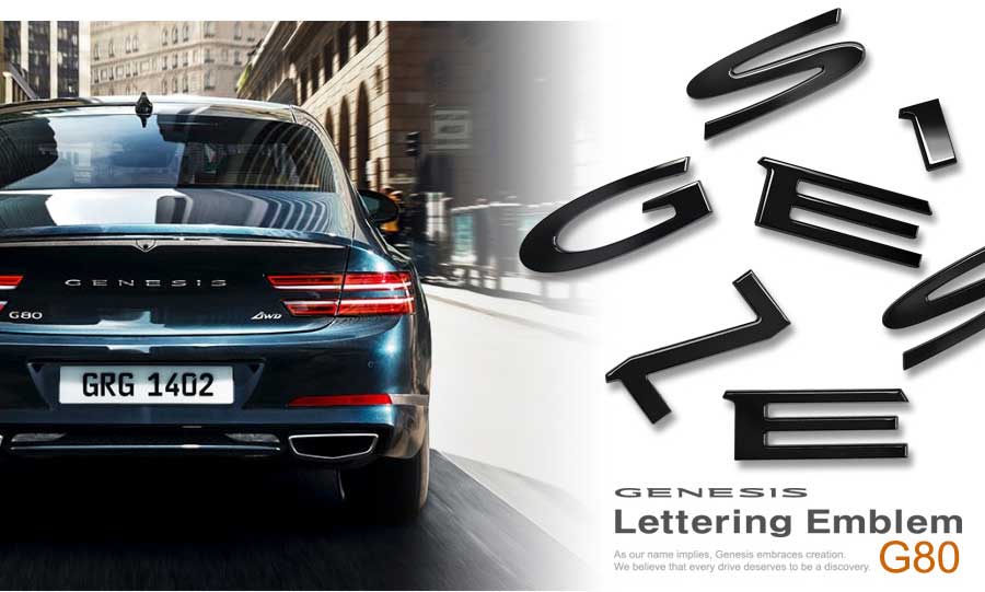 Black Genesis Text Badge Emblems G70, G80, GV70, GV80