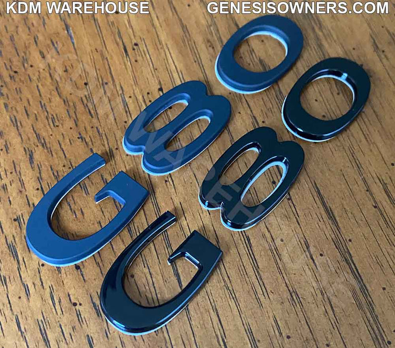 Black Genesis Text Badge Emblems G70, G80, GV70, GV80