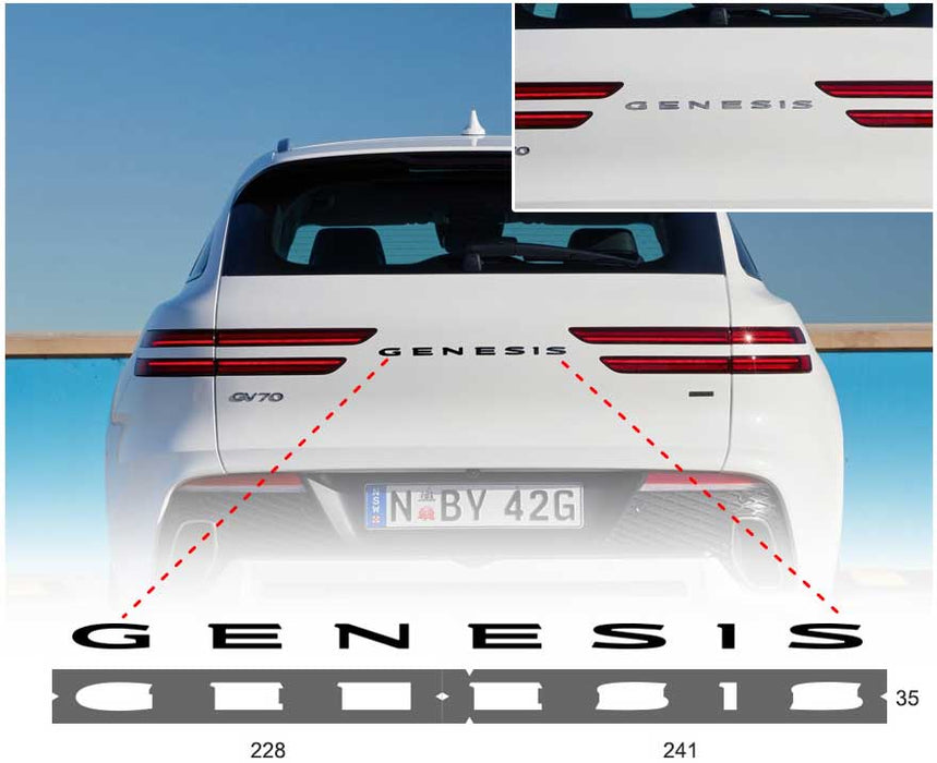 Black Genesis Text Badge Emblems G70, G80, GV70, GV80