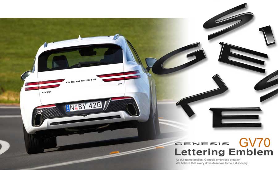 Black Genesis Text Badge Emblems G70, G80, GV70, GV80