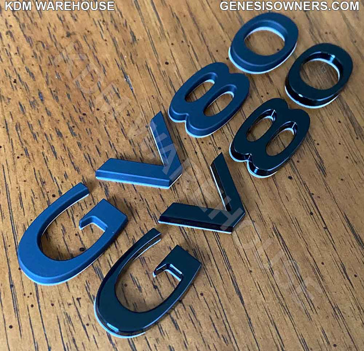 Black Genesis Text Badge Emblems G70, G80, GV70, GV80