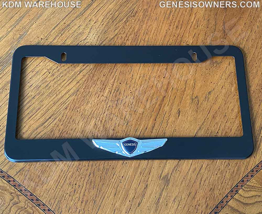 License Plate Frame in Stainless Steel with Wing Emblem for Genesis