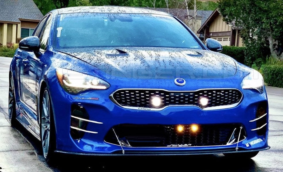 LED Lit Devil’s Claw Fog Light Bumper Canard Set for 2018-2023 Kia Stinger (NOT UK)