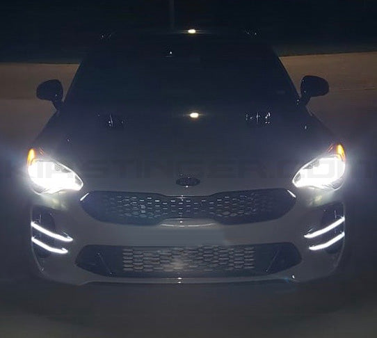 LED Lit Devil’s Claw Fog Light Bumper Canard Set for 2018-2023 Kia Stinger (NOT UK)