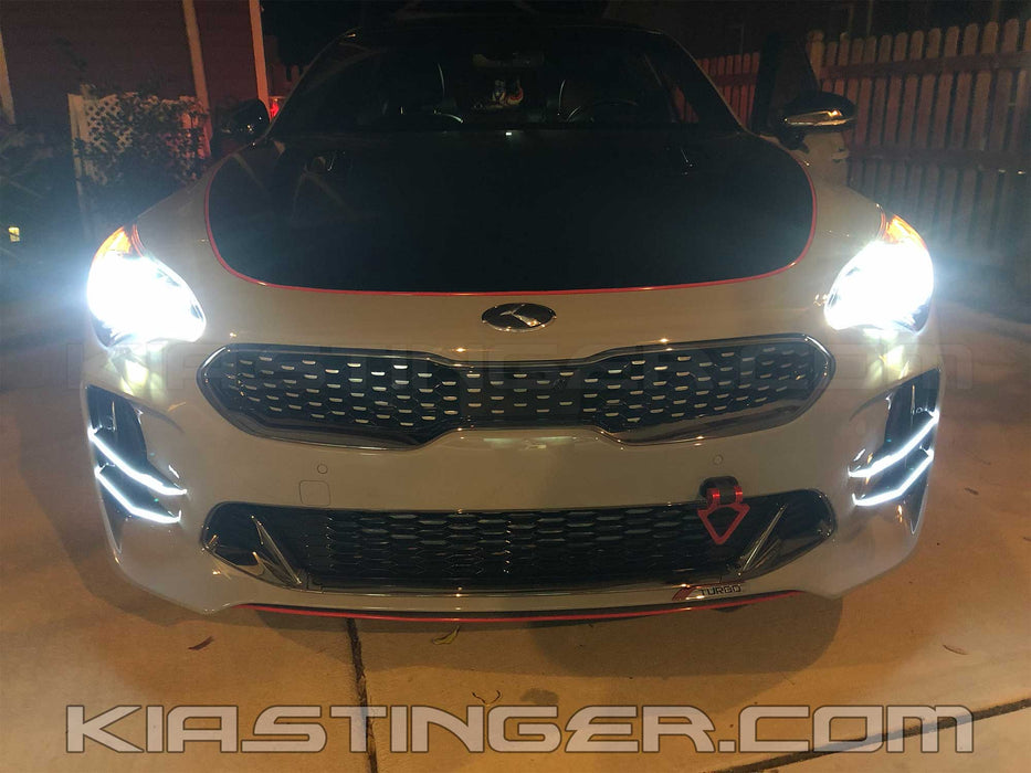 LED Lit Devil’s Claw Fog Light Bumper Canard Set for 2018-2023 Kia Stinger (NOT UK)