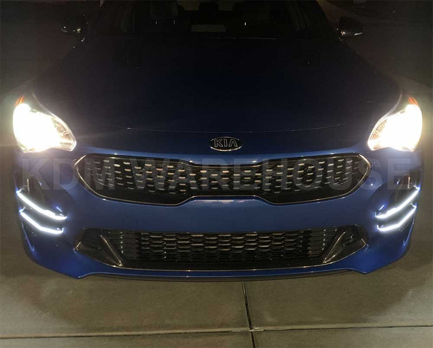 LED Lit Devil’s Claw Fog Light Bumper Canard Set for 2018-2023 Kia Stinger (NOT UK)