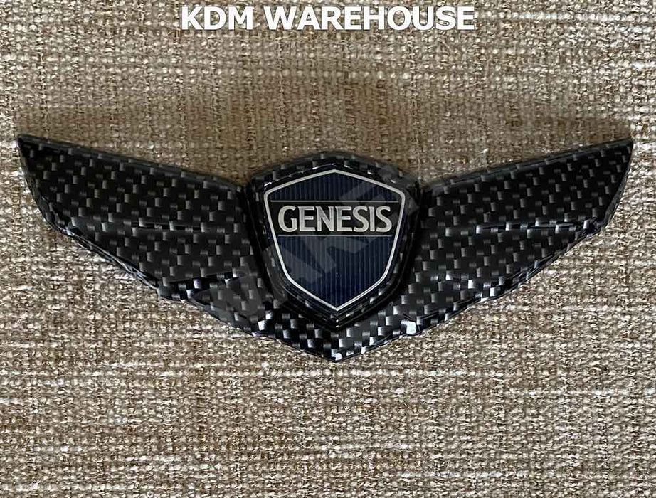 Glossy Black or Carbon Fiber Style Genesis Wing Badges and Emblems (All Generations)