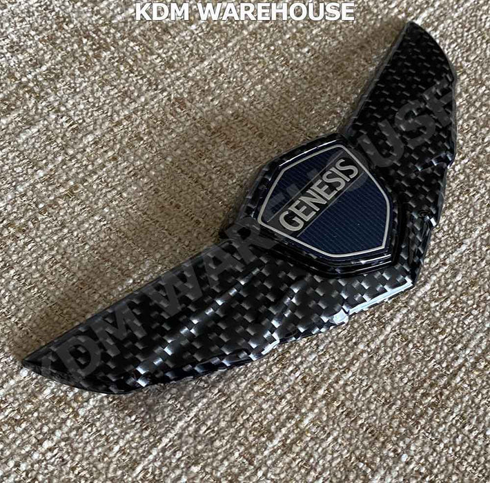 Glossy Black or Carbon Fiber Style Genesis Wing Badges and Emblems (All Generations)