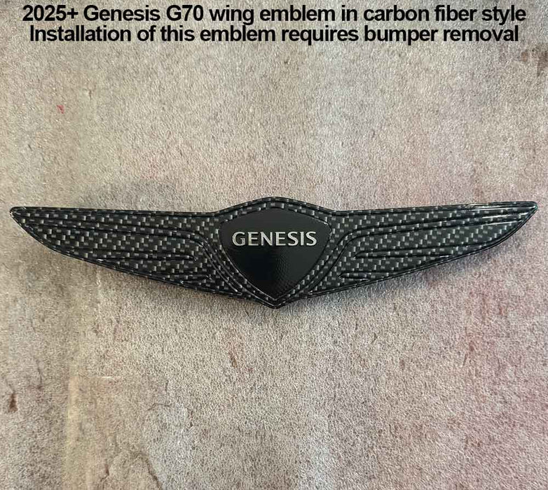 Glossy Black or Carbon Fiber Style Genesis Wing Badges and Emblems (All Generations)