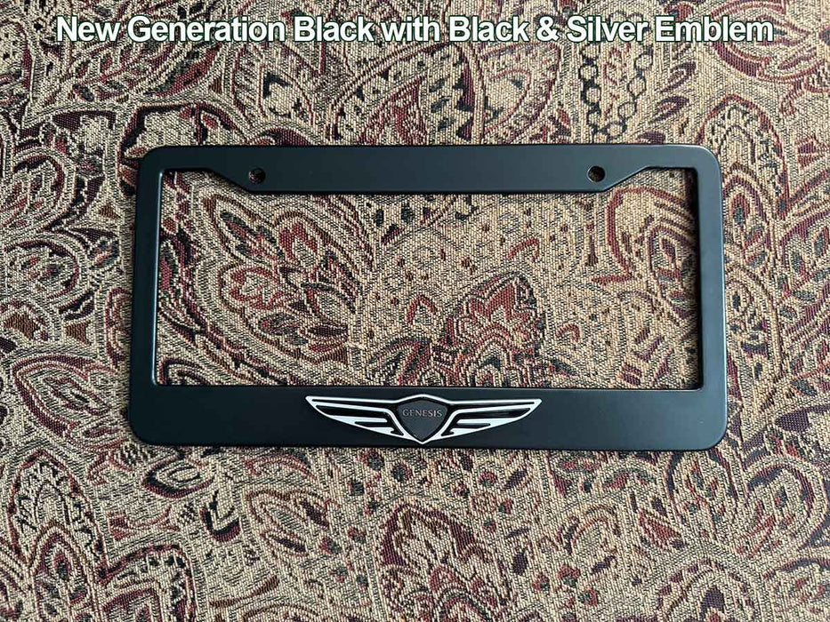 License Plate Frame in Stainless Steel with Wing Emblem for Genesis