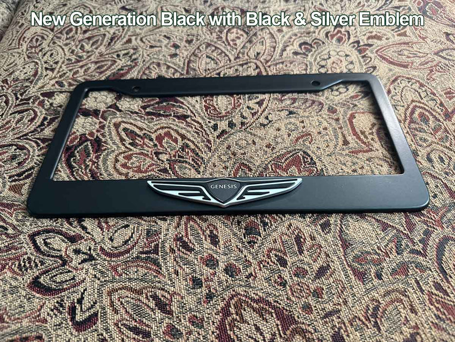 License Plate Frame in Stainless Steel with Wing Emblem for Genesis