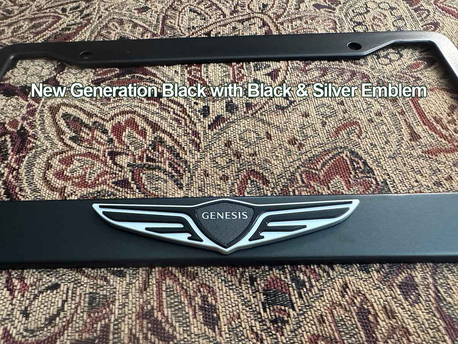 License Plate Frame in Stainless Steel with Wing Emblem for Genesis