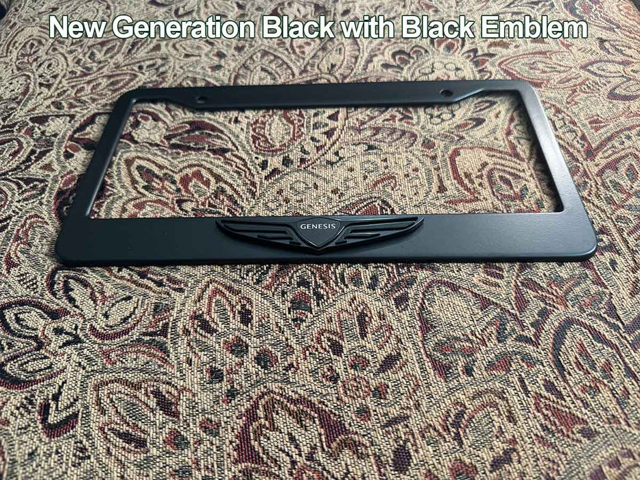 License Plate Frame in Stainless Steel with Wing Emblem for Genesis