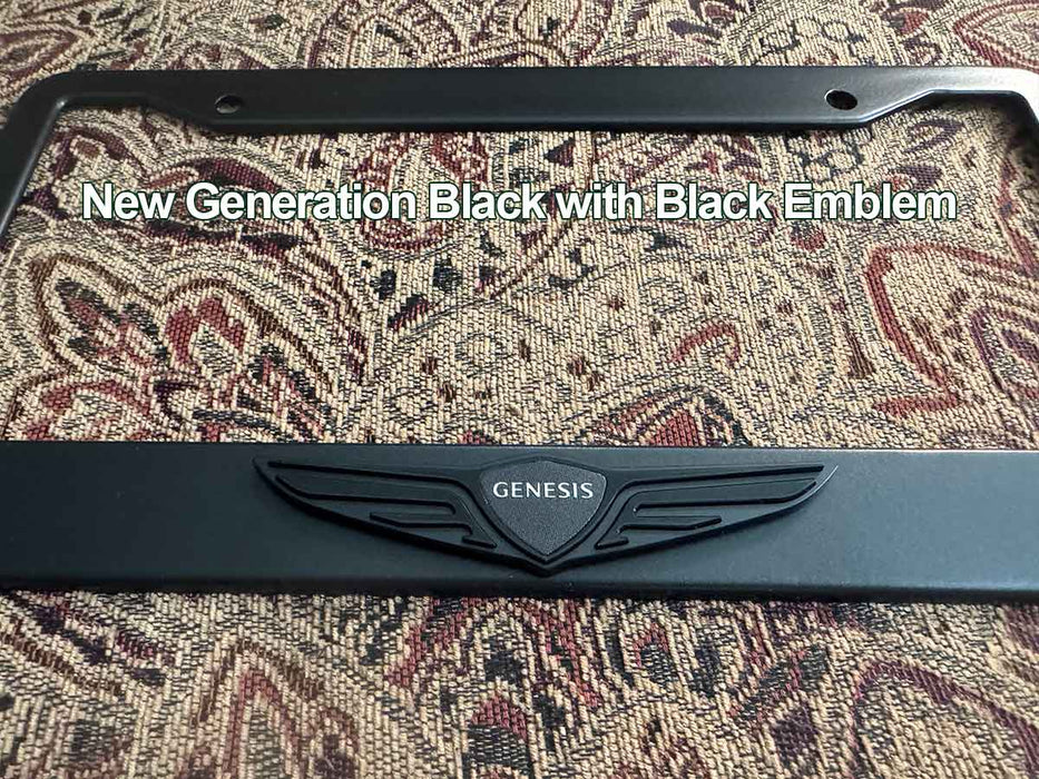 License Plate Frame in Stainless Steel with Wing Emblem for Genesis