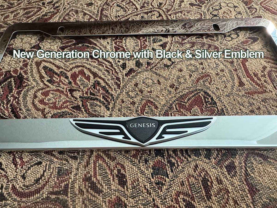 License Plate Frame in Stainless Steel with Wing Emblem for Genesis