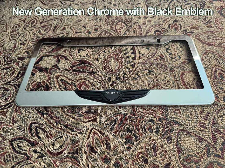 License Plate Frame in Stainless Steel with Wing Emblem for Genesis