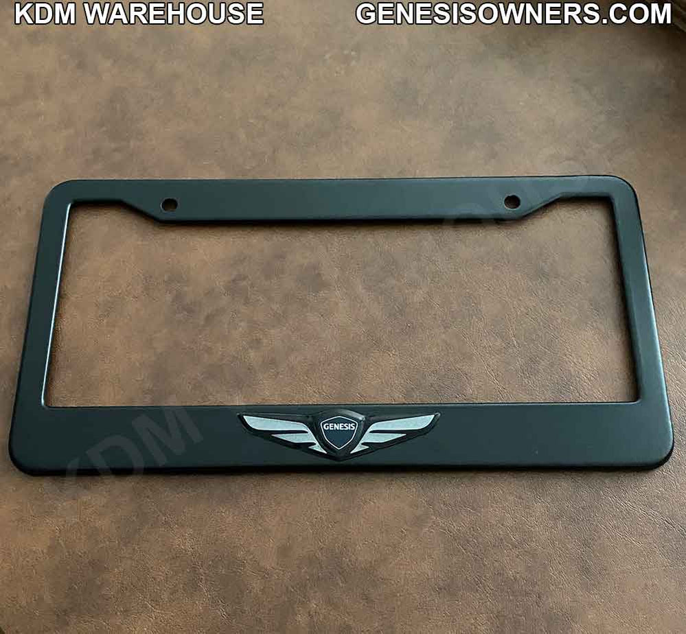 License Plate Frame in Stainless Steel with Wing Emblem for Genesis