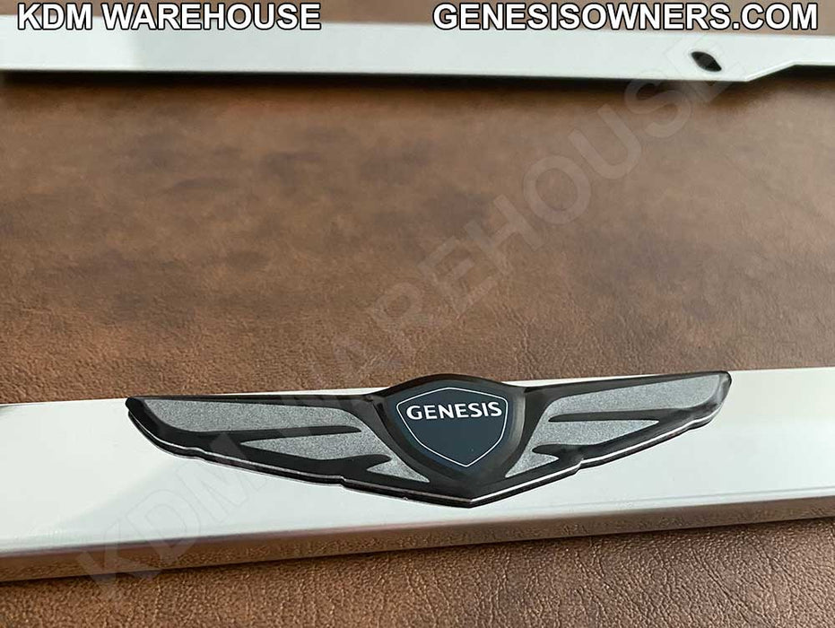 License Plate Frame in Stainless Steel with Wing Emblem for Genesis — KDM  Warehouse