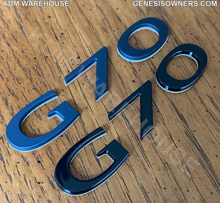 Black Genesis Text Badge Emblems G70, G80, GV70, GV80