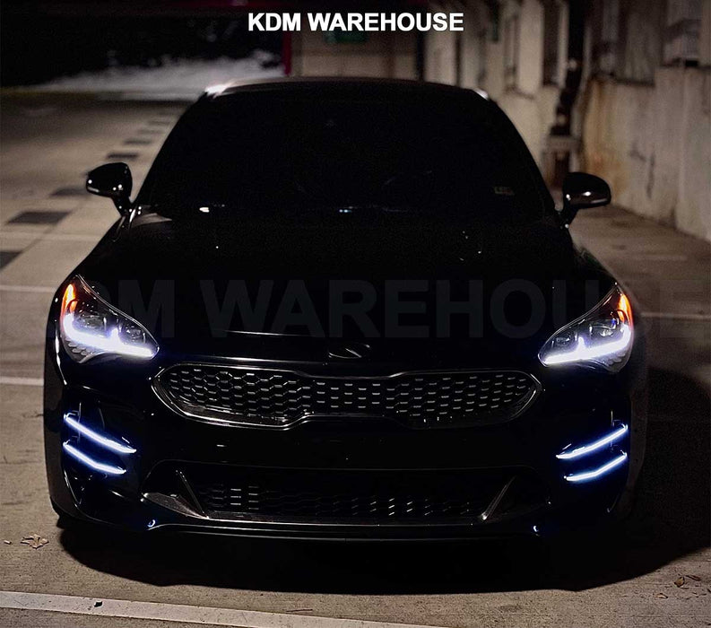 LED Lit Devil’s Claw Fog Light Bumper Canard Set for 2018-2023 Kia Stinger (NOT UK)